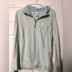 PINK Victoria's Secret Mint Green Long Sleeve Pullover Top with Collar